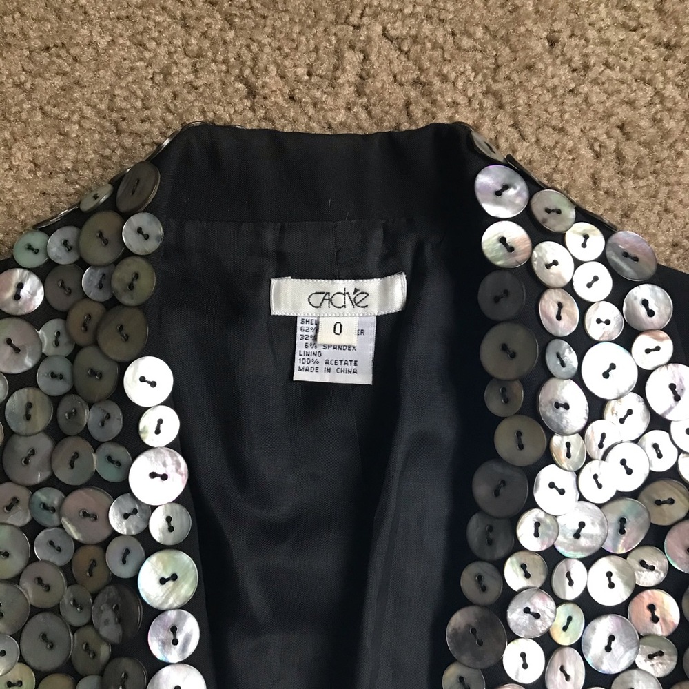 Cache Black Abalone Shell Button Collar Blazer - image 6